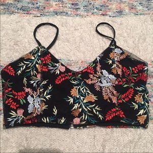 Urban Outfitters Embroidered Mesh Crop Top